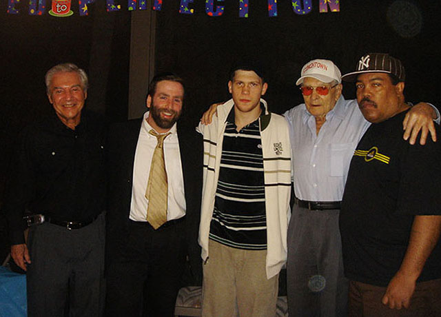 Ron Ross, Rabbi, Dmitriy Salita, Hank Kaplan, Dmitriy's trainer