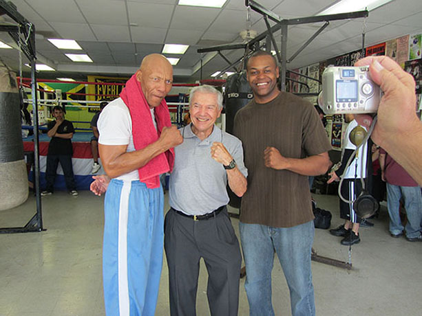 Former heavyweight champ Pinklon Thomas, Ron Ross, and Jason Pugh, NBC sportscaster